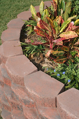 raised bed circle garden made out of landscaping brick